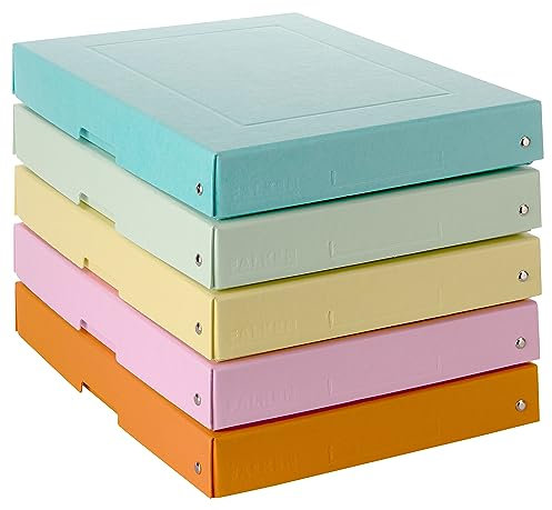 Original Falken 5er Pack PureBox Pastell. Made in Germany. 40 mm hoch DIN A4 farbig sortiert. Aufbewahrungsbox mit Deckel aus stabilem Karton Vegan Geschenkbox Transportbox Schachtel Allzweckbox
