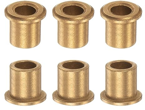 QUARKZMAN 6Stk Flansch Gleitlager Hülse Sinterbronze Buchsen 8x12x15mm | Selbstschmierende Lager mit 16x2mm Flansch Niedrigem Reibungskoeffizienten für Elektromotoren, 3D-Drucker, Maschinenbau