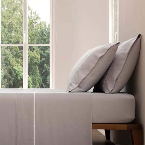Casa da Laura Sábanas de Franela Liso (Gris, Cama 180 | 2 Almohada 50x90 cm)