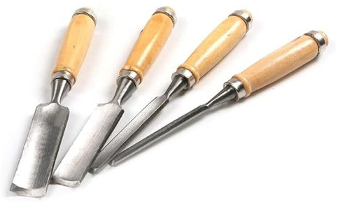 Wood Chisel Tool Set Carpenter Engraving Chisel Set, Semi Circular Woodworking Chisel Wood Carving Tools, 4Pcs Premium