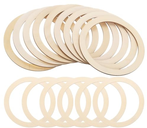 PATIKIL 125mm Holzringe für Bastelarbeiten, 20er Pack Naturholzringe unbehandelte Holzschleifen Kreisförmige Holzstücke für Weihnachtsschmuck Macrame DIY Basteln