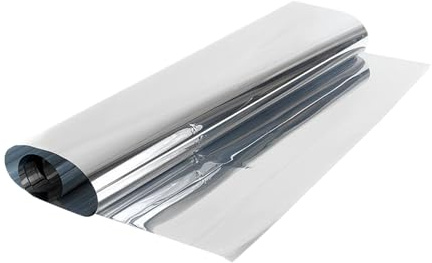 Amosfun Pellicola in Materiale PET per Finestre Isolante Termica Argento 2 Metri Protezione Privacy e Filtro Uv per Decorazione Casa e Ufficio