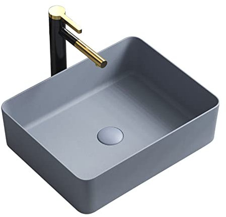 Fregadero de recipiente Fregadero de tocador de recipiente Fregadero de recipiente de baño de cerámica mate moderno de 19 x 15 Fregadero de recipiente rectangular sobre encimera Lavabo de tocad
