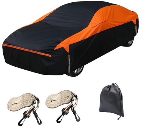 Waterproof Full Car Covers, 6 Layers Universal Outdoor Car Cover with Cotton Lined and Zipper, Rain Snow UV Dust All Weather Protection Breathable Full Cover (Fit SUV-Length (470-492cm)