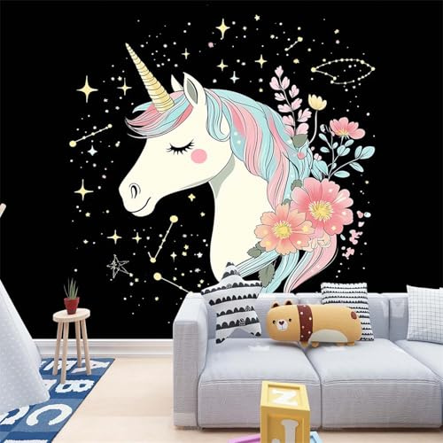 Papel Pintado Fotomural Paredes Mural Lana Papel Pintado 250 x 175 cm Papel tapiz Unicornio para comedores Salones Habitaciones Sala Cuarto Oficina Salón
