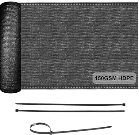 COOL AREA Brise Vue Occultant 150g/m² HDPE 1.5x15m Protection Solaire Anti-Tears Protection Vie Privée pour Jardin et Balcon, Fixations Incluses-Anthracite
