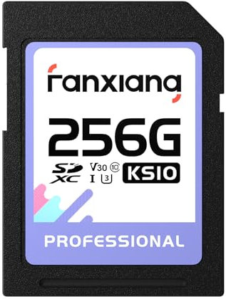 fanxiang Tarjeta SD Card Tarjeta SD 256GB Tarjeta de Memoria Memory Card, UHS-I U3/V30/A2 Lectura/Escritura 95/50(MB/s) Compatible con Cámara Sony Canon Nikon 4K Cámara Pro Serie -KS10