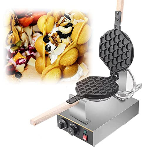 KJHYYPP Household Egg Roll Machine, Commercial Electric Bubbles Waffle Maker with 50~250℃ Adjustable Temperature, DIY Ice Cream Cone Machine for Snack Shop, Cafes