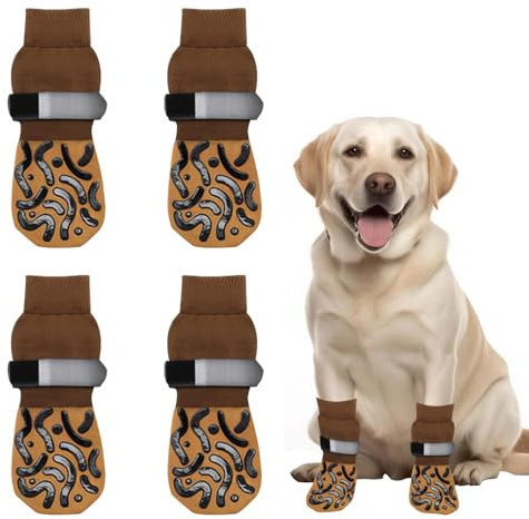 BSITSSS 4 Pièces Chaussettes de Protection Antidérapantes pour Chien - Protection des Pattes, Garder au Chaud - pour Petits, Moyens et Grands Chiens