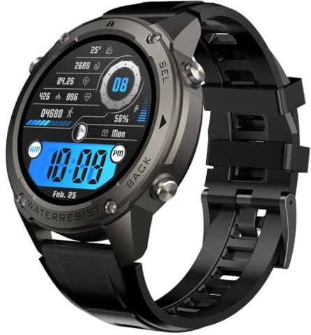 MEIION Odin - GPS Smartwatch Smartwatch Herren mit GPS, Kompass, Barometer, Höhenmesser, 1,43'' AMOLED Display, 170+ Sportmodi, 5ATM wasserdicht, 45+ Tage Akku, Android und iOS