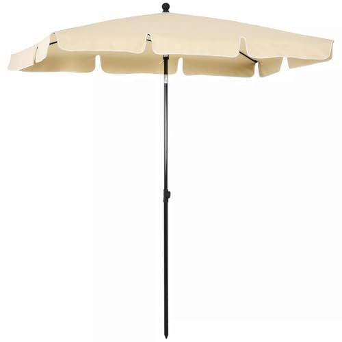 YAVYAV 200x130cm Parasol Rectangulaire, Parasol De Jardin Inclinable, Pour Extérieur, Jardin, Balcon, Terrasse, Plage(Yellow Beige)