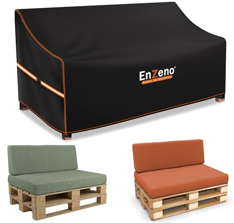 Enzeno Palettenmöbel Abdeckung 138x99x80/40cm für Gartenbank Abdeckung,2-Sitzer Paletten Sofabezug Gartensofa Abdeckhauben wasserdicht aus 420D Oxford Gewebe