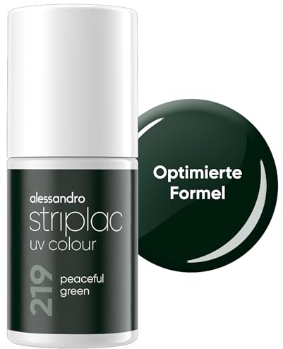 alessandro Striplac Peel-Off UV Gel Nagellack, Peaceful Green, 6,5ml | Hochpigmentierter UV Gel Nagellack, bis zu 15 Tage Halt, kratzfest, acetonfrei & abziehbar, HEMA-frei & vegan