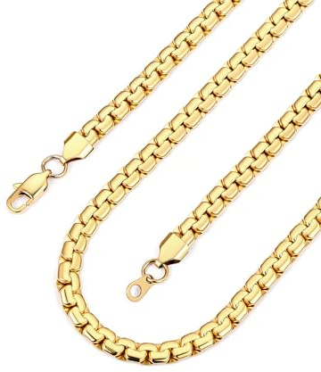 Bandmax Halskette Edelstahl Herren Damen Venezianer Kette für Männer Gliederkette 2/4/6mm Breit Box Link Kette Silber/Gold/Schwarz Venezianisch Briolette Ketten Halsreif Halsschmuck, Länge 35-76cm
