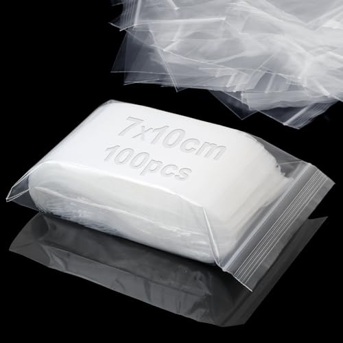 Mbsomnus Sachets Zip Transparent 100 Pcs Petit Sachet Plastique 7x10 cm | Petite Pochette Plastique Refermables, Pochette Zip, Sachet Zipper Plastique, pour Bijoux, Boucles d’oreilles, Bonbons, Vis