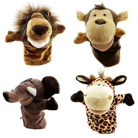Handpuppen Set Plush Elephant Giraffe Affen Finger Puppen Puppenspielzeug für Kinder 4pcs Finger