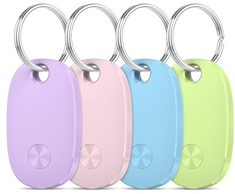 Air Tracker Tags-4 Pack, Bluetooth Tracker Works with Apple Find My APP (iOS Only), Keys Finder and Item Locator for Luggage, Backpack, Suitcases, Replaceable Battery, IP67 Waterproof Tag