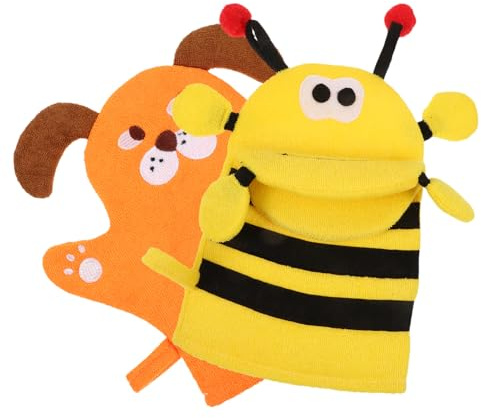 Veemoon Toddler Bathing Mitts with Bear Design, Polyester Exfoliating Shower Gloves for Gentle Skin Care and Cleaning, for Dormitory and Family Use