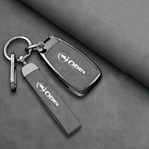 QYPLKJHG Autoschlüssel Hülle für Opel Corsa D 3-Door 2011-2014, Schlüsselhülle Schlüsselgehäuse Leder Schutzhülle mit Schlüsselanhänger Schlüsselcover Schlüsselbox Auto Zubehör,A-3-Grey 2