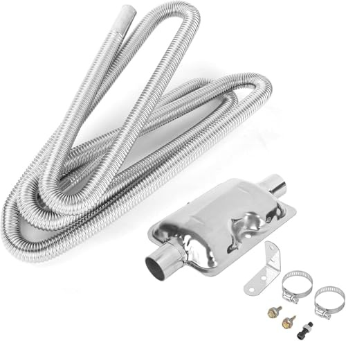 AllRight Abgasschlauch für Stromerzeuger 300cm für Notstromaggregat 25mm Abgasschlauch Edelstahl Auspuffrohr mit Schalldämpfer für Auto Dieselheizung