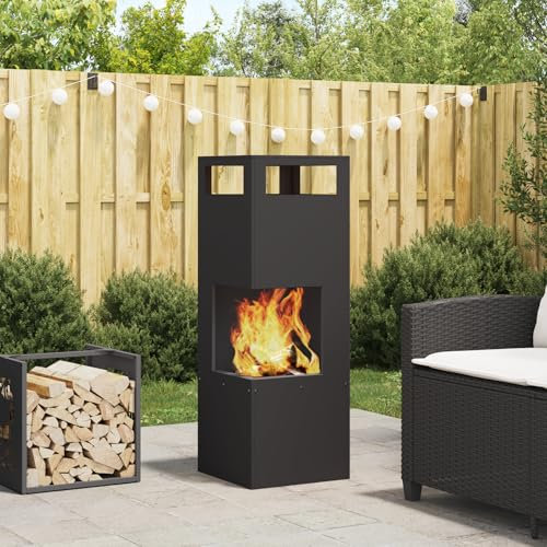 Générique Brasero Carré Noir 35x35x100 cm Acier,Cheminées,13.1KG-858930