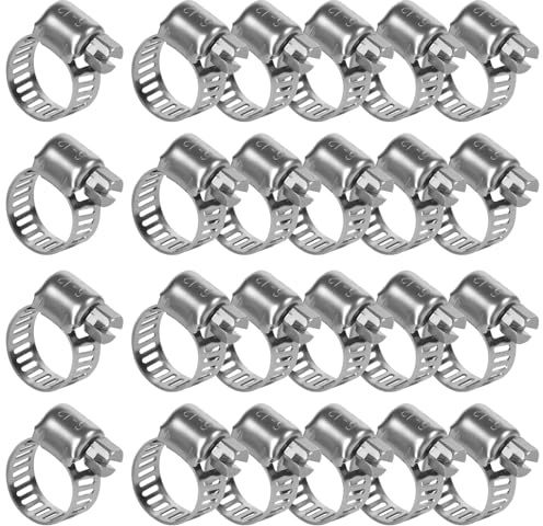 24 Stück Schlauchschellen Edelstahl 6-12 mm – Verstellbare Schlauchklemmen für Pool, Wasserleitung, Garten und Haushalt