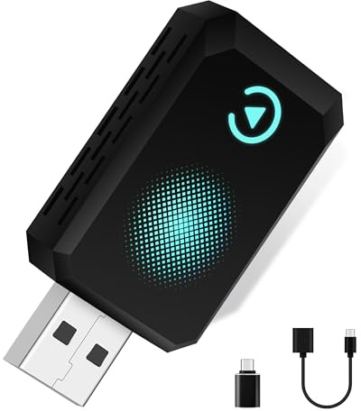 Adattatore CarPlay Wireless, Compatibile con A-pple CarPlay, Plug and Play, Type-C/USB, Adatto A Oltre 800 Veicoli (nero)