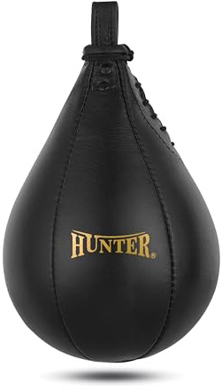 HUNTER SpeedKills PU Leather Speed Bag – Lightweight Latex Bladder, Fast Rebound Training Speedball for Boxing, MMA & Fitness (Black, Large 10.5 x 7)
