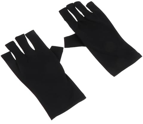 Toyvian Black Fingerless Nail Art Gloves UV Protection Half Finger Manicure Gloves for Gel Nails 1 Pair and UV Shielding
