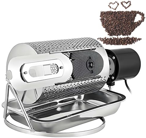 QFGain KaffeeröStmaschine Mit Auffangschale, 250 G FassungsvermöGen, RöSttrommel FüR Kaffeebohnen Und ErdnüSse, Tragbares Design FüR Den Hausgebrauch | Kompatibel Mit Gasherden Und ElektroöFen