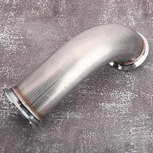 HELEVIA Flangia con Fascia a V da 3,75 Pollici, Tubo di Scarico Universale con Fascia a V in Acciaio Inossidabile a 90° con Morsetto, Gamba Corta, per Sostituzione