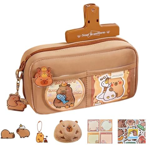 Estuche Para Bolígrafos Capybara: Lindo Estuche Con Cremallera, Organizador De Lápices De Dibujos Animados, Almacenamiento De Amplia Apertura, De Accesorios De Escritorio | Estuches De Carpincho
