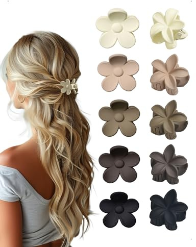 KONFEN 10 pezzi 4 cm 2 modelli Fiore Piccola molletta per capelli, molletta per capelli da donna Simplicité Française Opaca Mini Antiscivolo Accessorio a banana Accessori