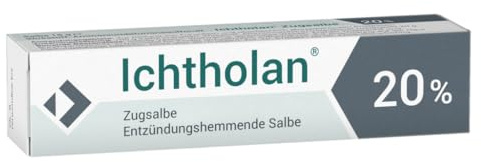 Ichtholan Zugsalbe 20%, 15 g – entzündungshemmende, antibakterielle Salbe | schwarze Zugsalbe bei Hautentzündungen, wie Nagelbettentzündungen, Entzündungen durch Splitter und eitrigen Hautentzündungen