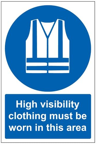 vsafety 41065 au-s Hohe Sichtbarkeit Kleidung zu tragen, in diesem Bereich Pflicht Schutzbekleidung Schild, selbstklebend, Portrait, 200 mm x 300 mm, blau