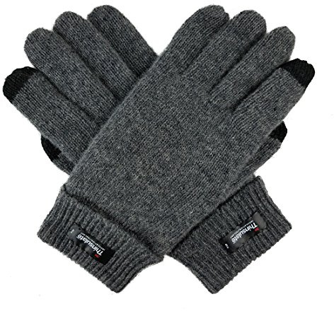 BRUCERIVER Herr Handskar ren ull med Thinsulate Foder S/M (Grey Touchscreen)