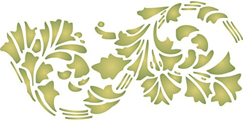 Leaf Schablone, wiederverwendbar, Art Nouveau Bordüre Vintage Blätter Wand – Vorlage, auf Papier Projekte Scrapbook Tagebuch Wände Böden Stoff Möbel Glas Holz etc. Größe S