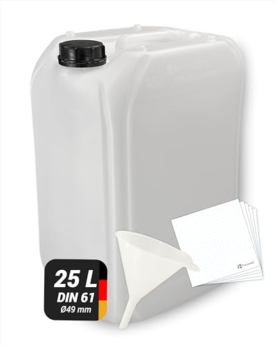 Trevendo 25 Liter Leerkanister DIN 61 inkl. Trichter und 5 Etiketten