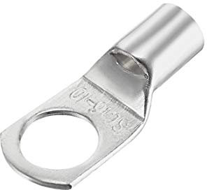 sourcing map Copper Wire Lugs,9AWG SC16-10,Bolt Hole,Battery Cable Ends Eyelets Crimp Tubular Ring Terminals Connectors Silver Tone 10Pcs