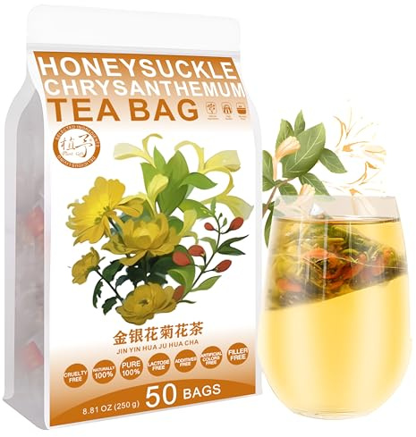 Plant Gift Honeysuckle Tea Bag 8.81oz (5g*50bags) Wolfberry, foglie di gelso, zucchero di roccia, liquirizia, naturale puro cinese, tè misto per la salute, combinazione di tè floreale 250g