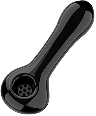 YoungRich Glaspfeife mit 7 Kickloch Dickes Kleines Glas Spoon Pfeife Hitzebeständig Geruchlos Taschenform Klobig Schöne Glanz Geschenk für Vater Mann und Sammler Schwarz