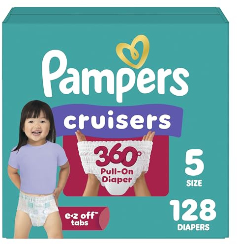 Pampers Diapers - Cruisers 360 - Size 5, 128 Count, Babyproof up to 100% Leakproof Pull-On Diaper