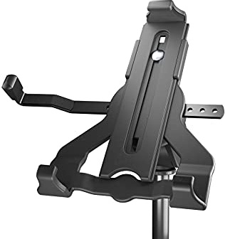 K&M 19744 Tablet-PC-Stativhalter Schwarz, Biobased Kunststoff - Tablet-Halterung für Stative mit 3/8“ bzw. 5/8“ Gewinde