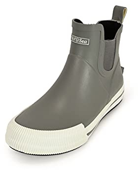 MADSea Stivali in gomma unisex Short Story | Stivali da pioggia in gomma da giardino impermeabili | gambo corto alla caviglia, grigio/bianco, 43 EU