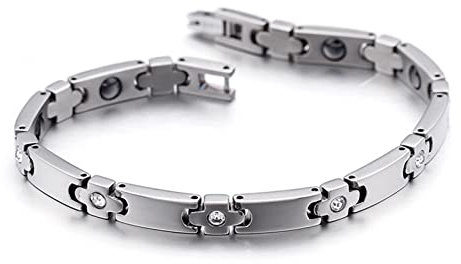 BCughia Armbänder, Herren Schmuck Silber Standardgliederkette Faltschließe mit Einzelverriegelung Magnetarmband Design Armband für Herren
