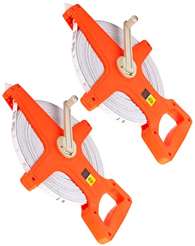 QWORK® 2-delad måttband med öppen rulle, glasfiberkartong, 100 m/330 FT