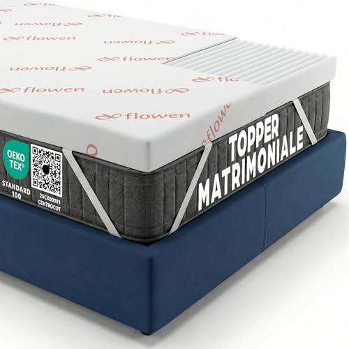 Topper Matrimoniale 160x200 in Foam per Materasso Correttore Alto 6 cm con Rivestimento Sfoderabile e Lavabile Futon Top per Letto e Divano Letto per Massimo Comfort e Sonno Migliore