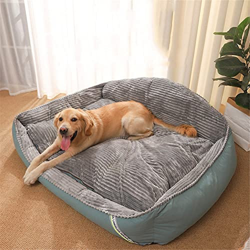 Hundebett mit Bezug Hundebett mittelgroße Hunde Katzenbett Hundekorb waschbar Hundebett Green S(60x50x23cm)