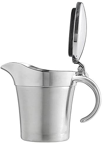 moisture Sauce Boat Gravy Bowl Stainless Steel Gravy Boat With Lid, Sauce Tank Boat, Double-layer Thermal Insulation Gravy Boat, Very Suitable for Family Dinner Gravy Boat (Size : 450ml)