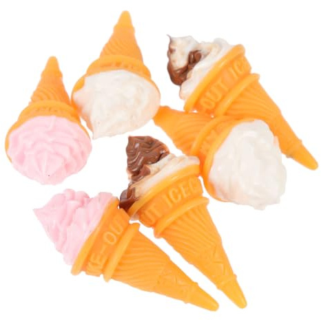 ibasenice 6 Pcs Miniature Ice Cream Cone Toys for Kids Play Food Set Realistic Resin Tiny Ice Creams for Dollhouse Decor Wear-Resistant Adornments for Diy Crafts and Fairy Garden Accessories 1.65 Inch